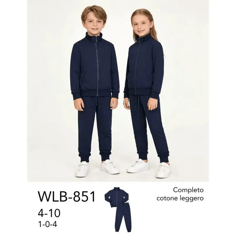 Tuta Bambino/a Unisex 2 Pezzi Milk Pub Blu 4-10 Anni