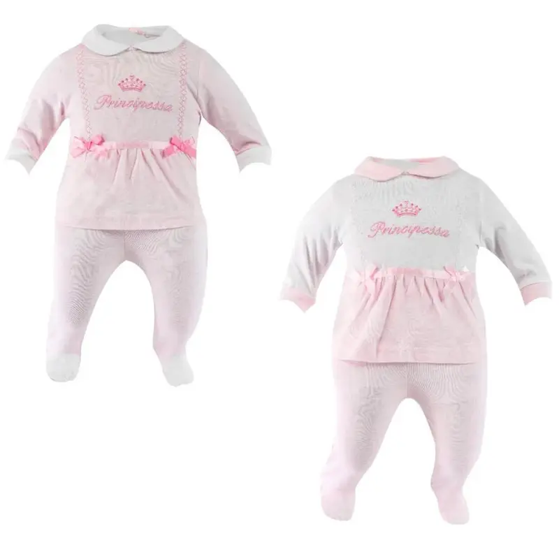 Tutina Neonata 2 Pezzi In Ciniglia Rosa Fantasia Principessa I Batuffolini