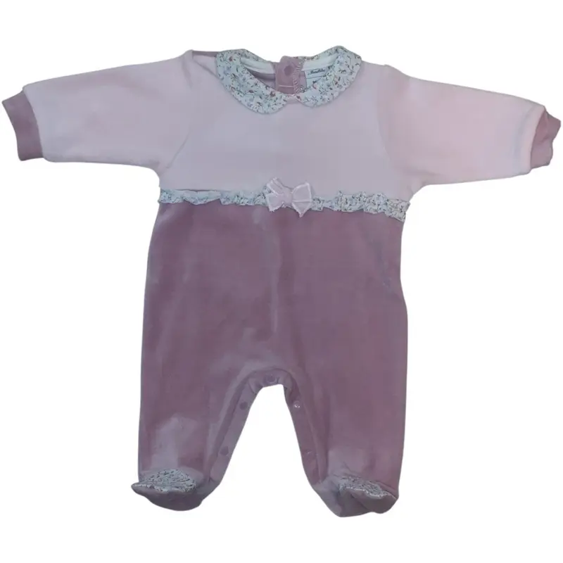 Tutina Neonata In Ciniglia I Batuffolini Rosa Fiocchetto