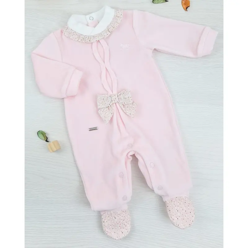 Tutina Neonata In Ciniglia Rosa Mio Piccolo 401R