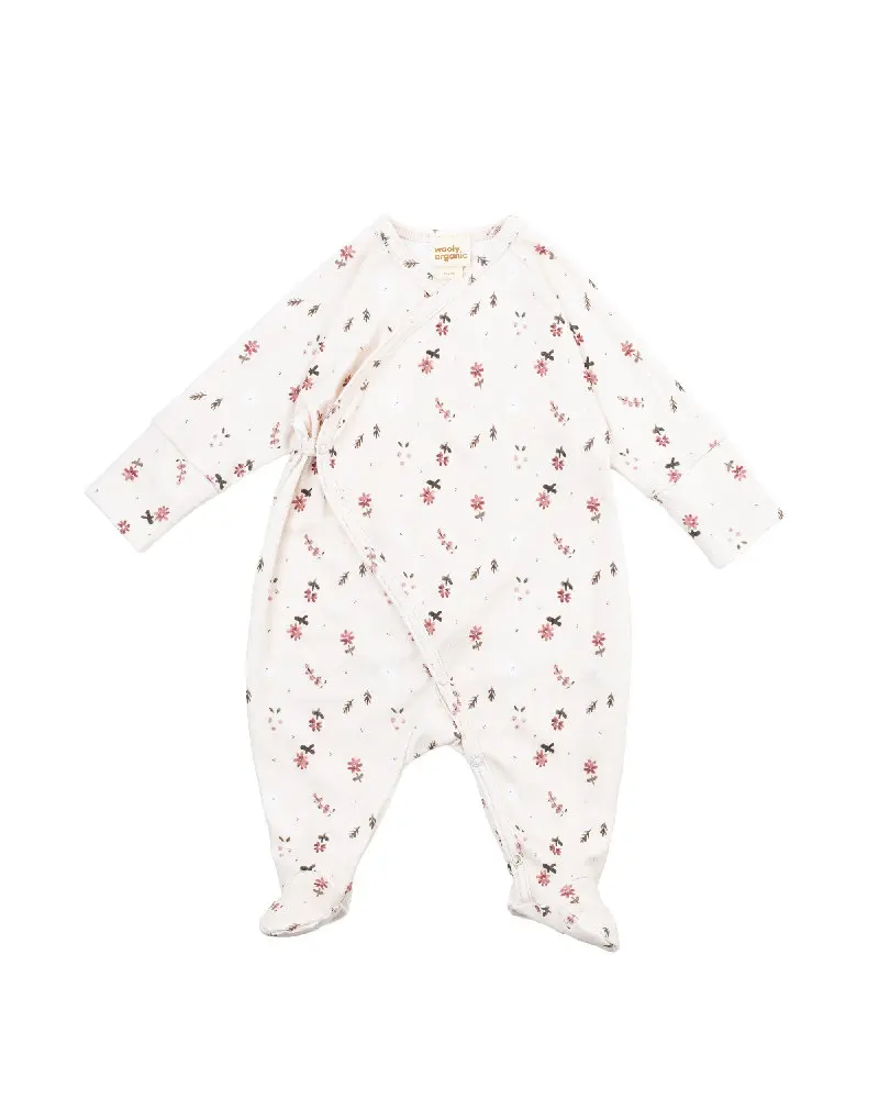 Tutina Neonato a Incrocio Kimono in Cotone Biologico Interlock