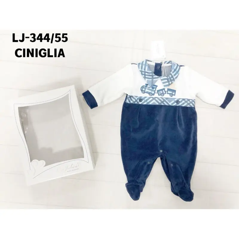 Tutina Neonato In Ciniglia Blu Les Jolies LJ-334 Dis.55