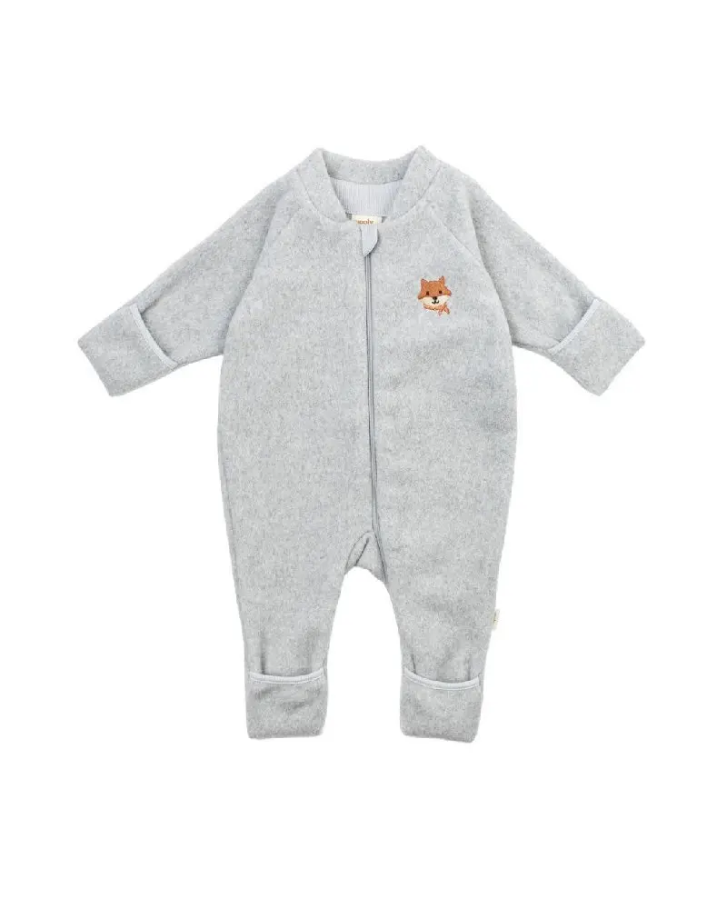 Tutina Onesie in Pile di Cotone Biologico con Ricamo