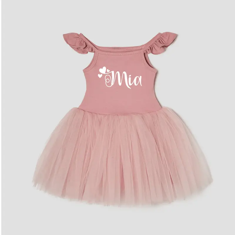 Tutù abitino in tulle Dusty pink Personalizzabile con nome