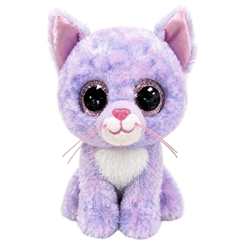 TY Peluche Beanie Boos Gatto Cassidy Rosa e Viola Occhi Rosa glitter 15 Cm