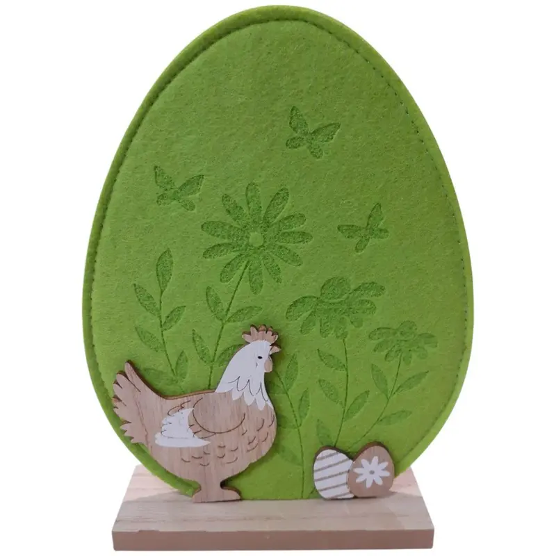 Uovo In Feltro Gallina 18 cm Base In Legno Due Esse Christmas 419824 40649