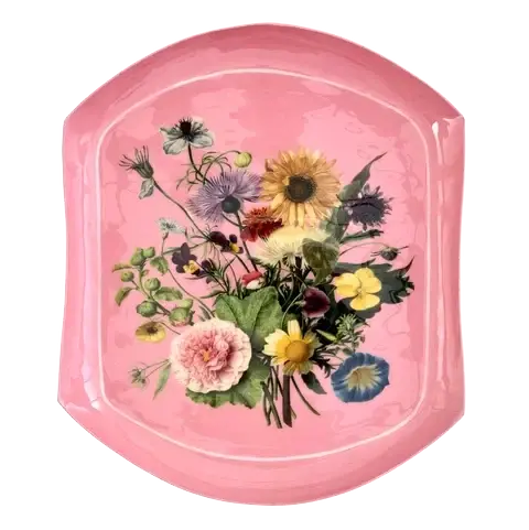 Vassoio Decorativo in Metallo RICE Pretty Pink – Bouquet di Fiori