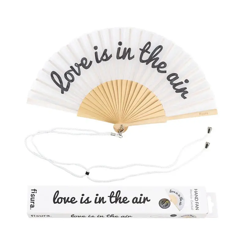 Ventaglio “Love is in the air” – bianco in Legno e Tessuto con Cordino