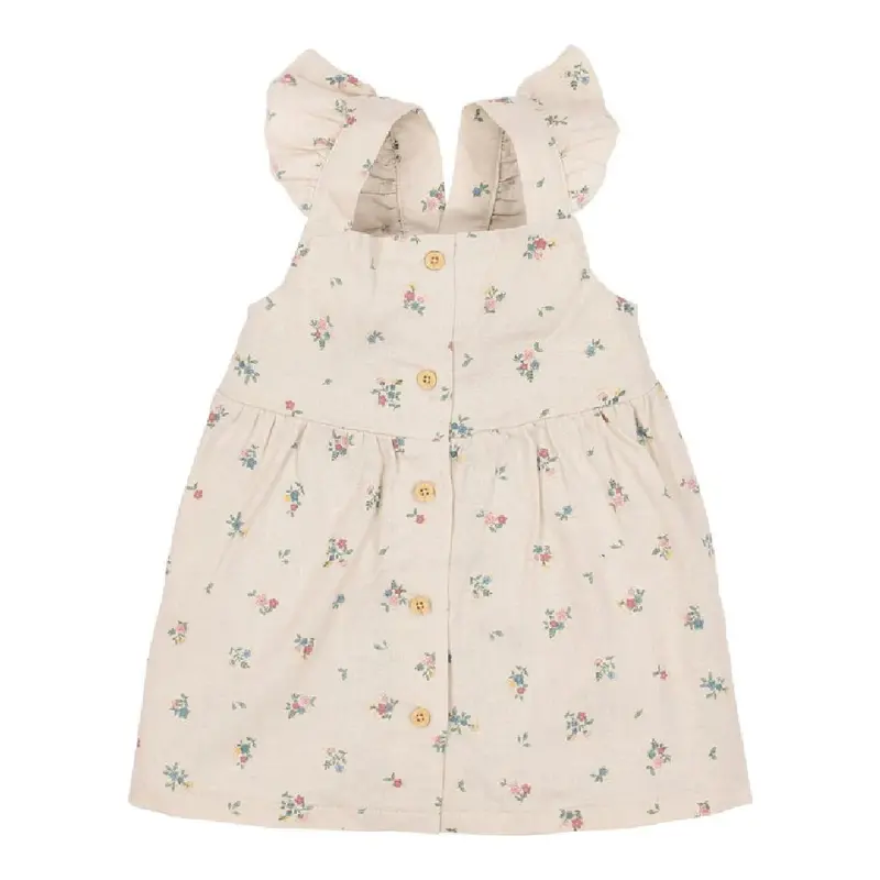 Vestito Estivo Smanicato Bambina in Cotone Biologico Effetto Lino - Fairy Bloom