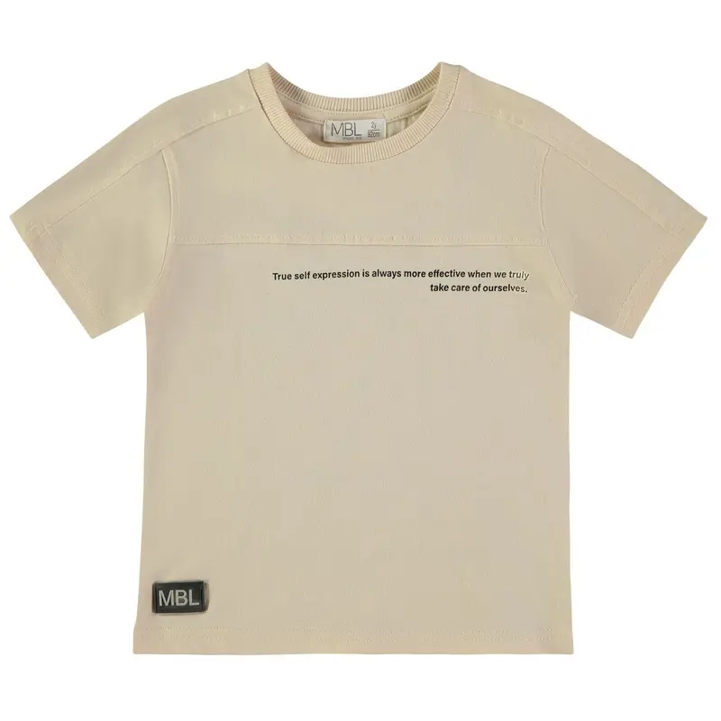 Wonderlife - Maglia Manica Corta Beige Slogan 162453