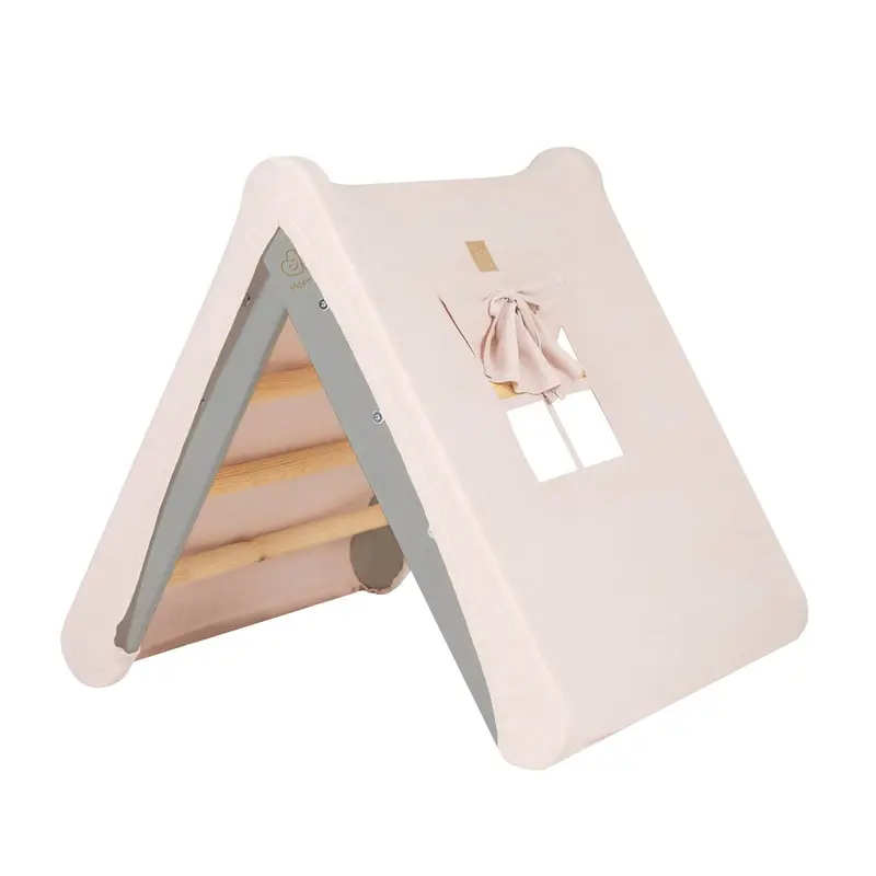 Wooden Pikler Grey - with a Pink Cover