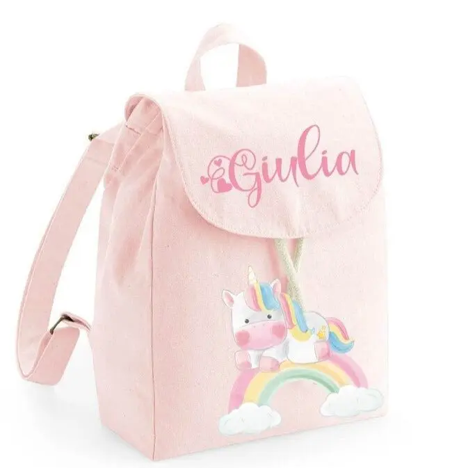 Zaino Asilo Bambino Personalizzato – Mini Zainetto con Nome arcobaleno
