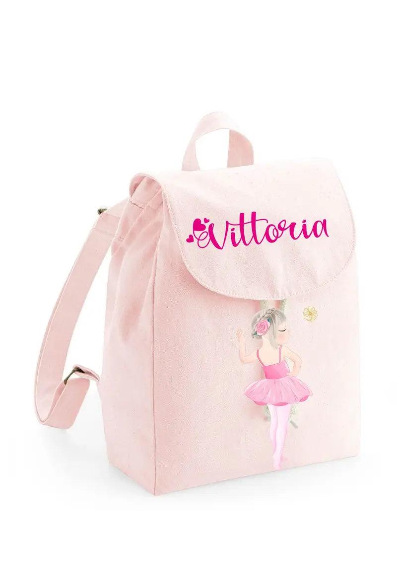 Zaino Asilo Bambino Personalizzato – Mini Zainetto con Nome Ballerina