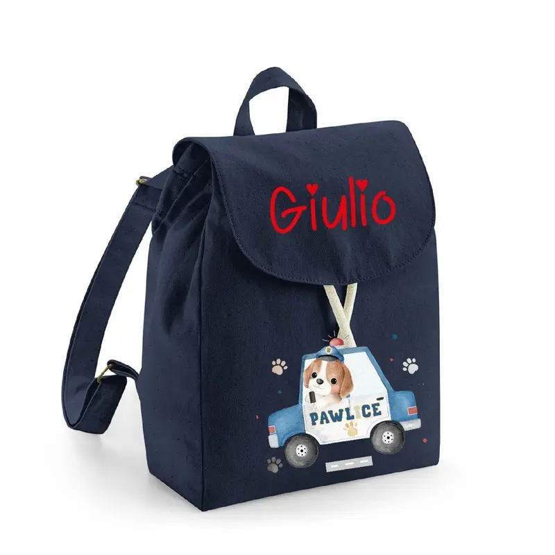 Zaino Asilo Bambino Personalizzato – Mini Zainetto con Nome Cagnolino Pawlice