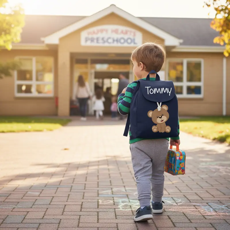 Zaino Asilo Bambino Personalizzato – Mini Zainetto con Nome Orsetto