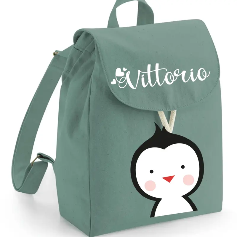 Zaino Asilo Bambino Personalizzato – Mini Zainetto con Nome  Pinguino