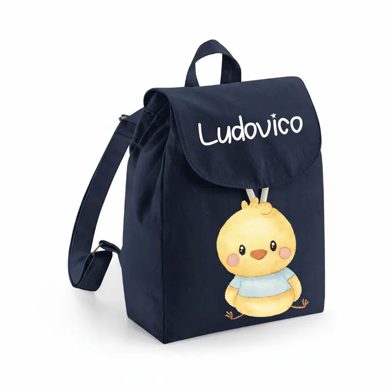 Zaino Asilo Bambino Personalizzato – Mini Zainetto con Nome  Pulcino Azzurro