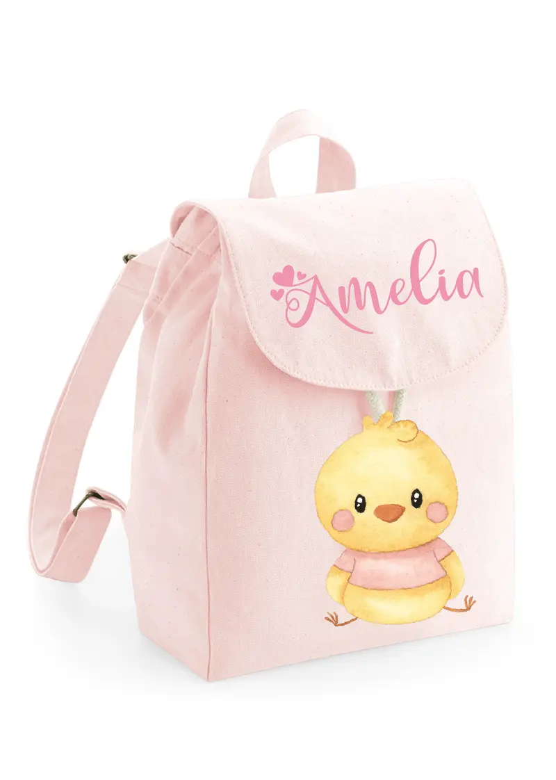 Zaino Asilo Bambino Personalizzato – Mini Zainetto con Nome  Pulcino Rosa
