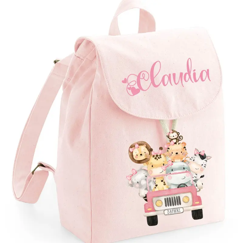 Zaino Asilo Bambino Personalizzato – Mini Zainetto con Nome  Safari Rosa