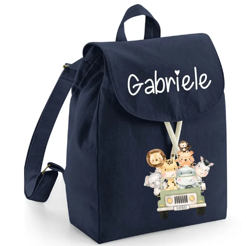 Zaino Asilo Bambino Personalizzato – Mini Zainetto con Nome  Safari
