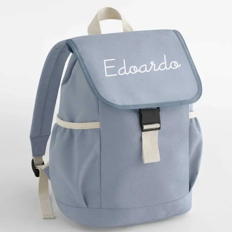 Zaino Azzurro per Bambini/Ragazzi personalizzabile con tasche laterali
