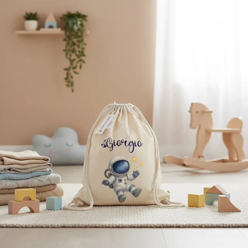 Zaino Sacca Asilo Personalizzato – Bambino con NomeAstronauta