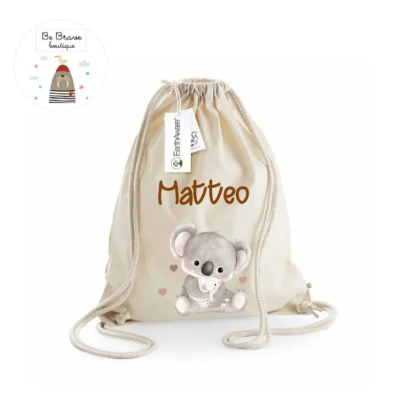 Zaino Sacca Asilo Personalizzato – Bambino Koala & Friends
