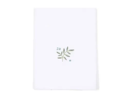 Ziam - Lenzuolo con angoli per culla + lenzuolo sopra - Verde - Essentials - Foglie di mirtillo - 60x120 + 110x140